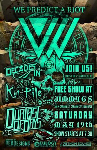 This Saturday we're playing at Jimmy G's in Carson City with some killer bands! It's 21+ but the show is free. Starts at 7:30