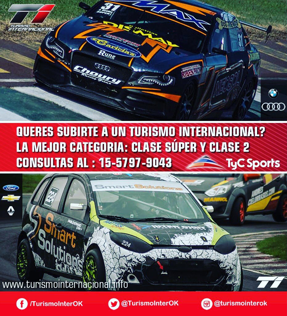 TurismoInterOK's tweet photo. Súmate al Turismo Internacional la mejor categoría !!! Clase súper y Clase dos. #automovilismo #carracing #piloto #turinter #tycsports #carburando #autosdecarrera #cars #carrera #autos #audi #bmw #MercedesBenz #Ford #karting #formula #trackday #renault #Chevrolet https://t.co/cuDsaZzAo2