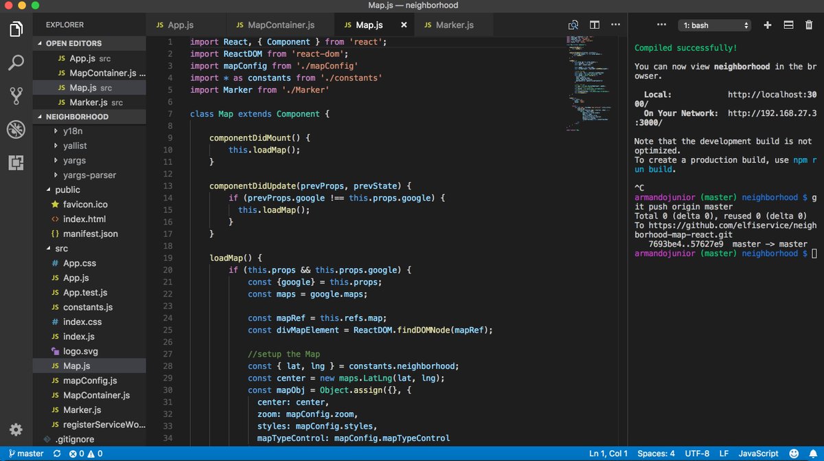 elfiservice's tweet image. using #ReactJs to develop a Map App with #GoogleMapsAPI 
And How fast is to do that using this package google-maps-react
#loveIt #WebDev