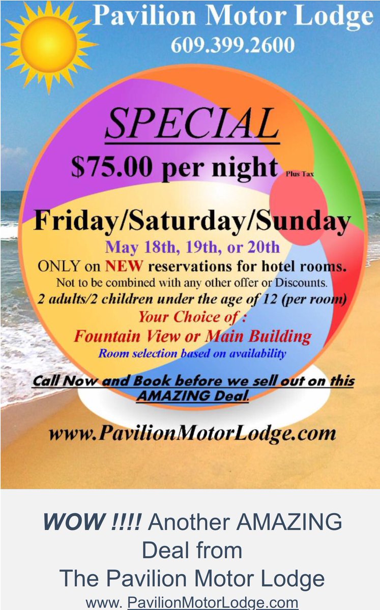 PavilionOC's tweet photo. WOW... call NOW 609.399.2600 for this weekend ONLY !!! New reservations May 18-19-20th ONLY https://t.co/5An15lNBgO
