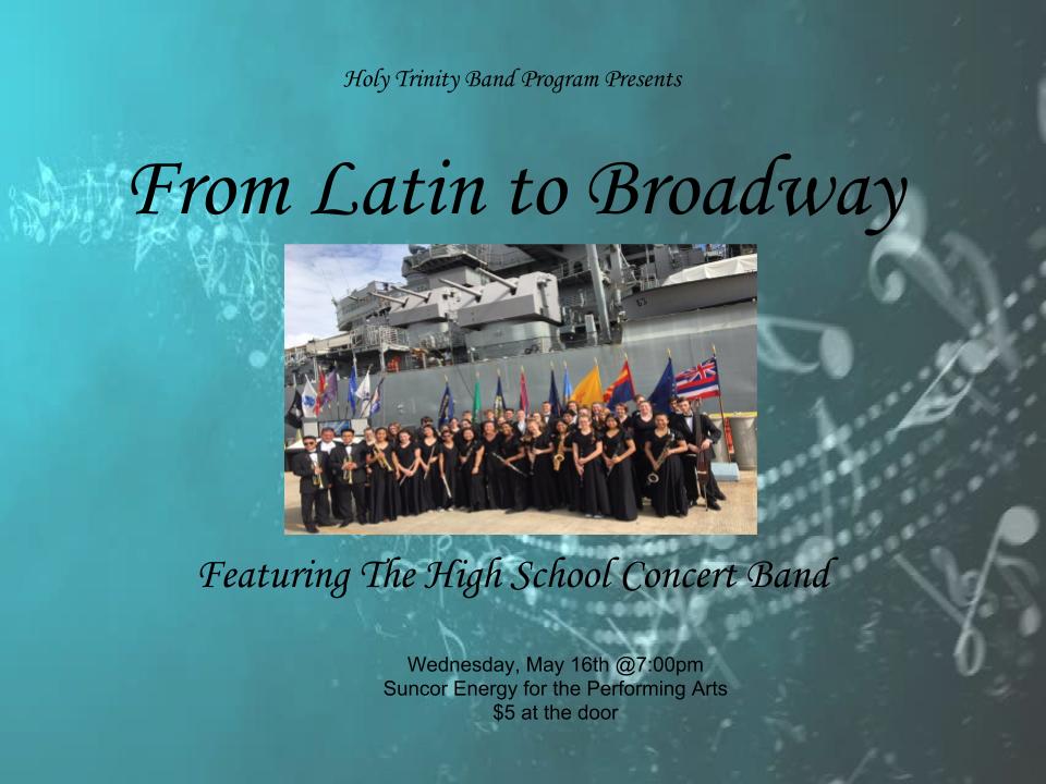 Join the <a href="/HolyTrinityYMM/">Holy Trinity CHS</a> Middle School &amp; High School bands this week as they perform on our stage! <a href="/FMCSD/">FMCSD</a> @FMBandDirector <a href="/LisaHilsen/">Lisa Hilsenteger</a> @matvcamp <a href="/ArtsCouncilWB/">Arts Council Wood Buffalo</a> @FMCampbellsMus