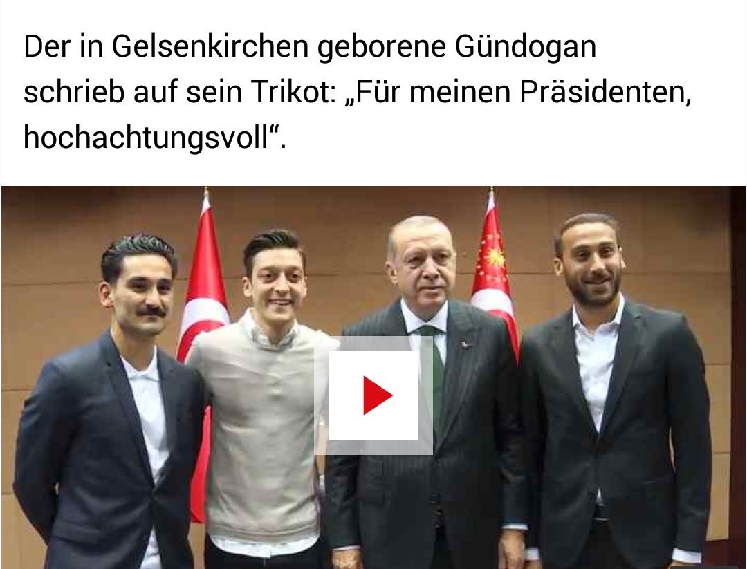 #Guendogan #Oezil  im Ernst?? Wie kann man so dumm sein und sich für einen solchen Diktator, der nicht nur deutsche Staatsangehörige aus politischen Gründen in den Knast steckt, vor den Wahlkampf Karren spannen lassen, schämt euch!