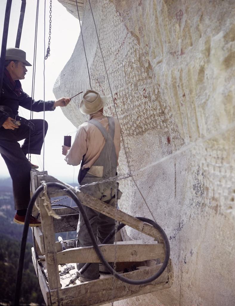 What Did Gutzon Borglum and Mount Rushmore Monument Look Like  in 1935 