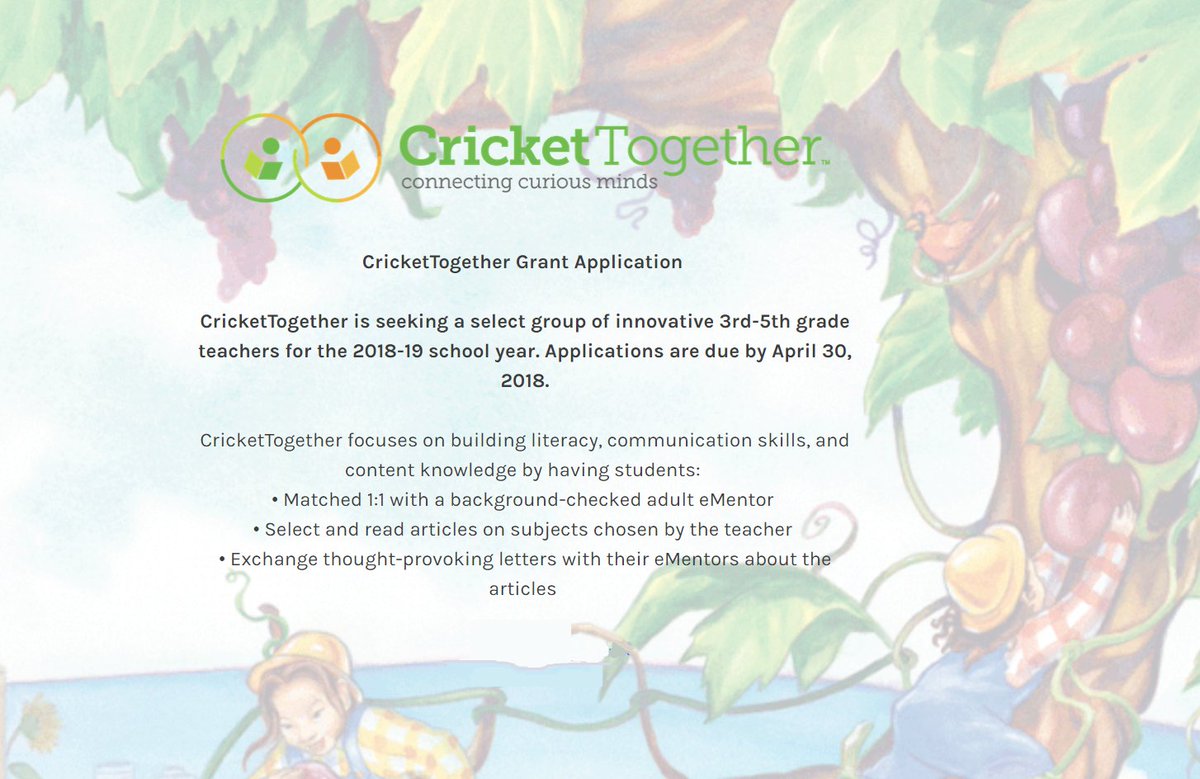 CricketMediaInc's tweet image. You can still apply for the wait list  for CricketTogether and TryEngineering Together classroom grants! Learn more at crickettogether.com or #TryEngineeringTogether.com. #edtech