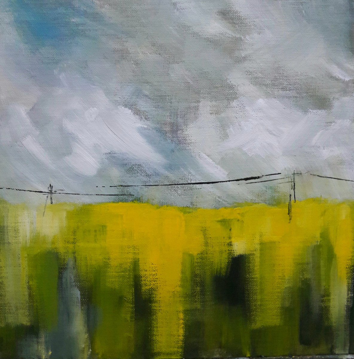 Oilseed rape and pilons. Acrylic sketch. #yorkshire #spring #acrylic #humanintervention #hayfever #yellow