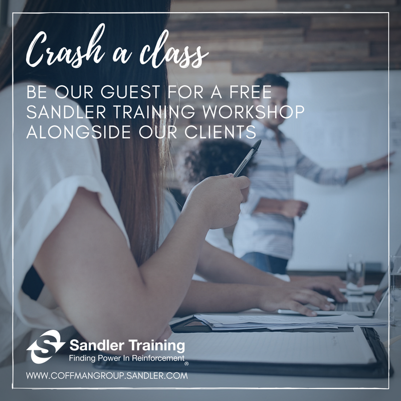 CoffmanGroup's tweet photo. Did someone say free sales training? #crashaclass with Sandler Training by Coffman Group and try us out for free.
https://t.co/VX3Uld9BDH https://t.co/1SqGGllAop