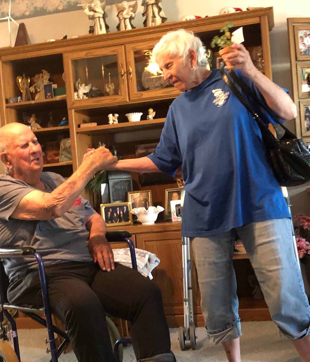 jeastmanfalley's tweet photo. Dad was down today. A dear friend passed away and he had shed some tears but then two angels stopped for a visit. His smile says it all. #friends #moreprecious #thangold https://t.co/CzMwtLCL8o