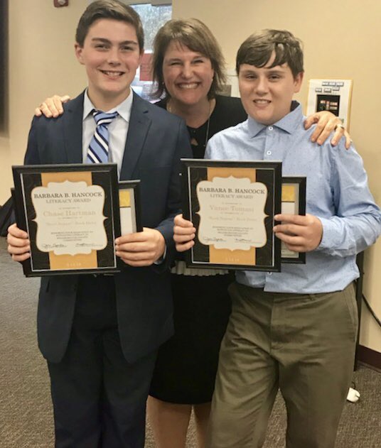 ReadRepeatOrg's tweet photo. A shoutout to @KimberlyKeenan3 for being so dedicated to the kids of @HillsboroughSch.  Thank you for nominating us for the @HCLA_HCPS #LiteracyAward and believing that two 6th graders could #makeadifference. #gratitude https://t.co/xsDQ28OmNp
