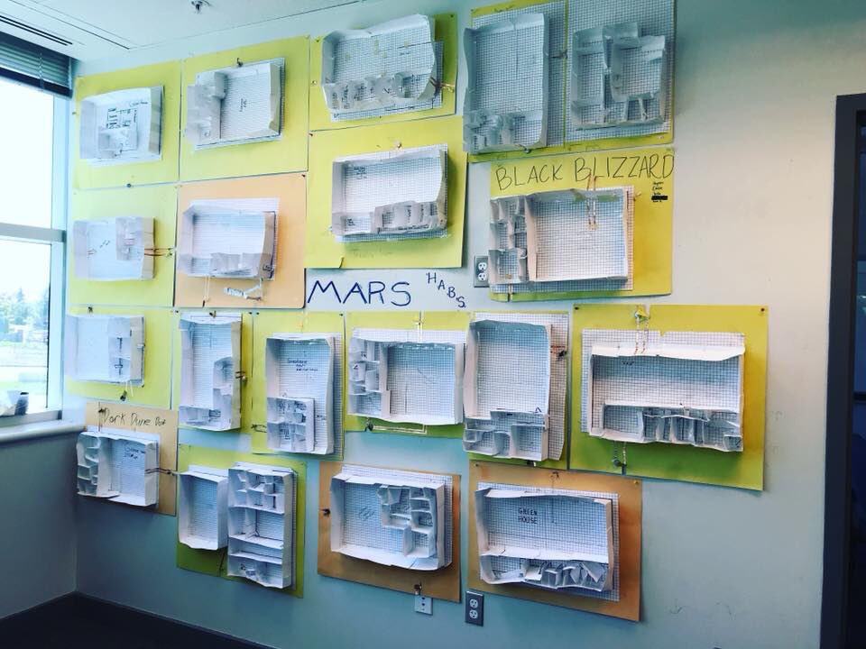 ChallengePV's tweet photo. Our Mars habitats have two functional LED/copper tape circuits to represent extra power in the lab and green house! https://t.co/ppiYrNMM3s