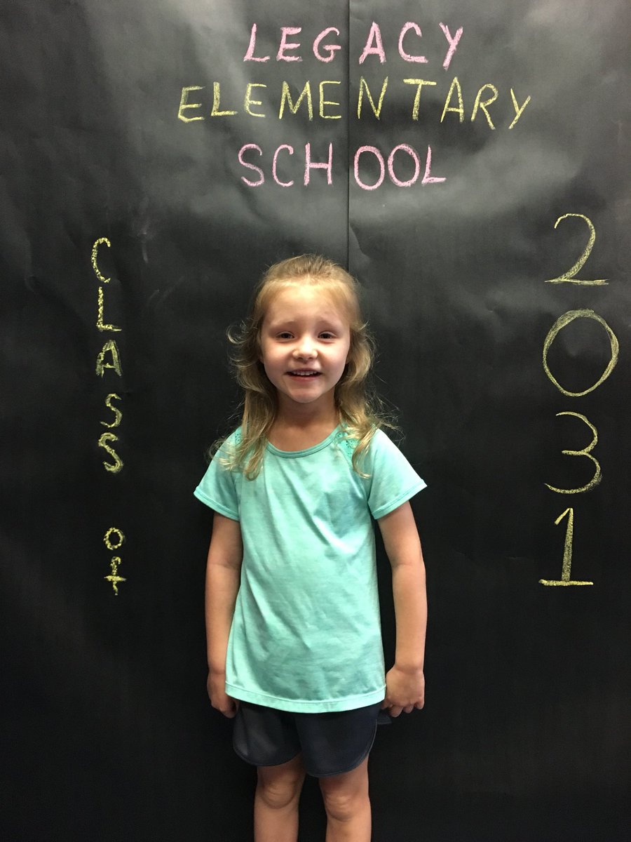 lvatz's tweet photo. She’s excited and ready for next year! #legacyelementary #kindergarten #classof2031 @LegacyElement https://t.co/ZKCALfgOnB