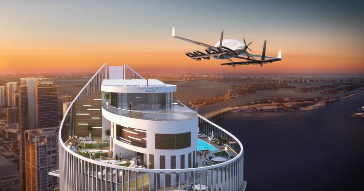 We're not that far away from a Jetson-esque future! The Paramount Miami Worldcenter is a 60-story condo tower that will soon accommodate flying air taxis on their roof. #cityconnect #SmartCities #futuretech