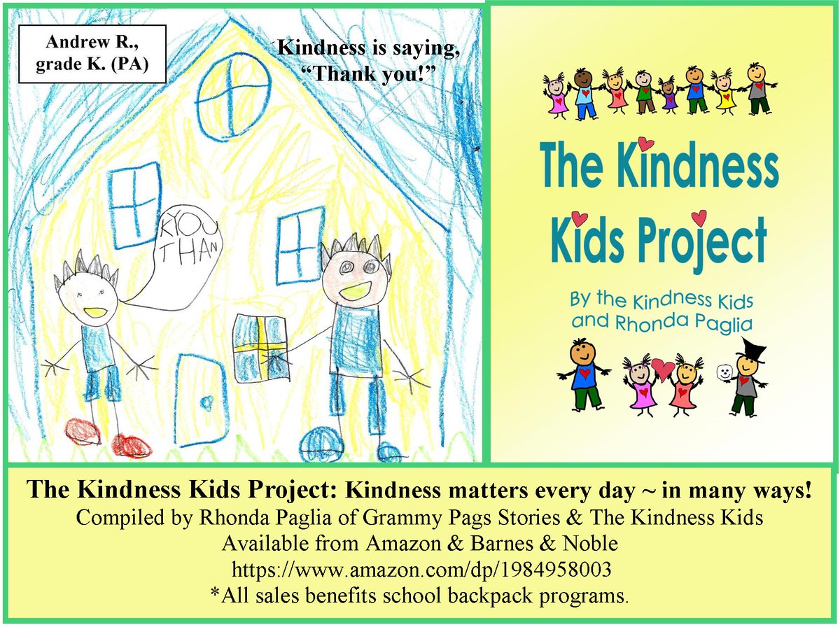 grammypags1's tweet photo. Just say, #ThankYou from the #kindnesskids #kindnesskidsproject
#KindnessMatters Benefits local #backpack program
@dcathsbrown12 @Bee_Kids @childrensbks @submarines4ever @EinsteinAndMoo @feel @children @KindEvolution
Softcover & #kindle https://t.co/pinQB2PyXJ https://t.co/XObC0Dd3Xe