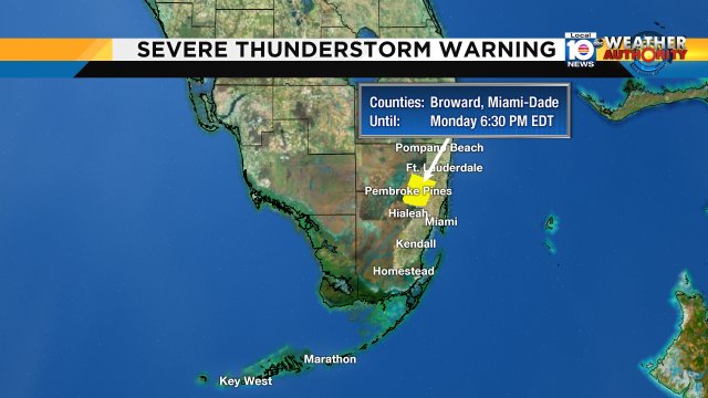 Local 10 WEATHER ALERT - Severe Thunderstorm Warning for the highlighted areas. More info at bit.ly/krCDQ?utm_medi… https://t.co/UWfvpzsQZH