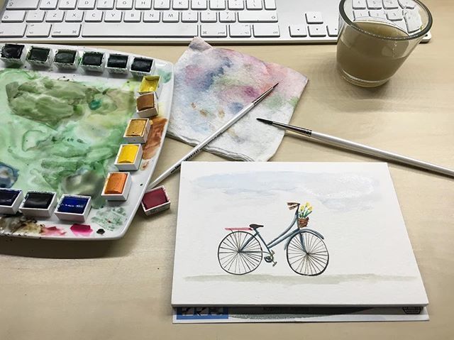 pixeldiva's tweet photo. Day 42 of #pixdoes100daysofskillshare with Day 1 of @irinatrzaskos Watercolor bicycle class.
This isn’t my usual thing at all, but it was a lovely, fun, short class and exactly what I needed this evening.
#10minsbeforebed #art #winsorandnewton #waterco… https://t.co/HovxYJqHgt https://t.co/y7wK8I7rDs