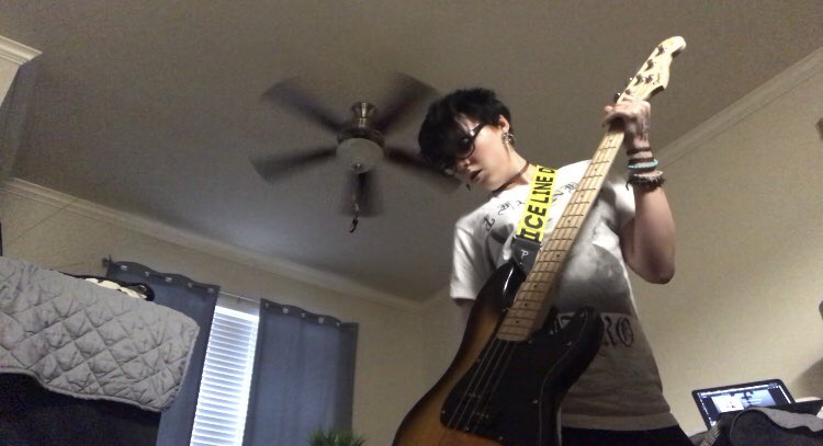 Killjjoy's tweet image. some crappy action shots !!!

—

also random shoutout to @FrankIero for being my inspiration even though i don’t even play guitar 😂 still my inspiration to perform the way i do! (also wearing your merch)