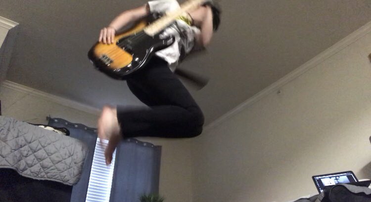 Killjjoy's tweet image. some crappy action shots !!!

—

also random shoutout to @FrankIero for being my inspiration even though i don’t even play guitar 😂 still my inspiration to perform the way i do! (also wearing your merch)