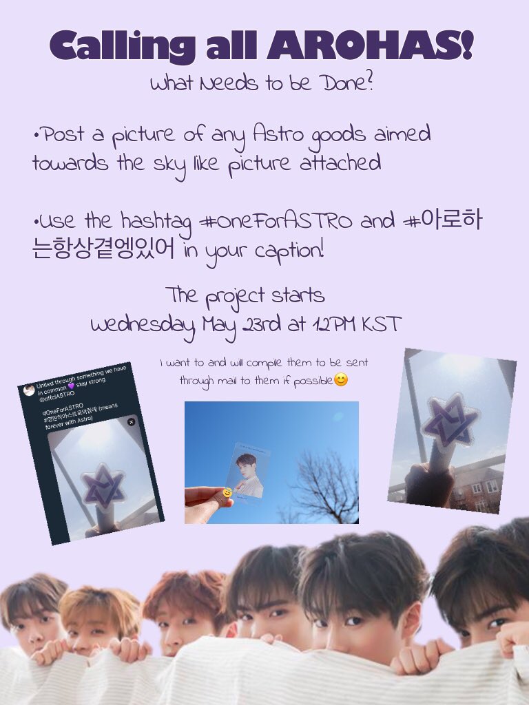 minhyukie_0225's tweet photo. [Pls RT]
Hi! Feel free to join this project me&amp;many arohas have worked on💜
Please read the first two pictures carefully as to what,why,&amp;when this is happening
Last two photos are the hashtags &amp; an example!Any questions? Dm👍
#OneForASTRO 
#아로하는항상곁엥있어
#StayStrongASTRO https://t.co/A8VSXC9HD7