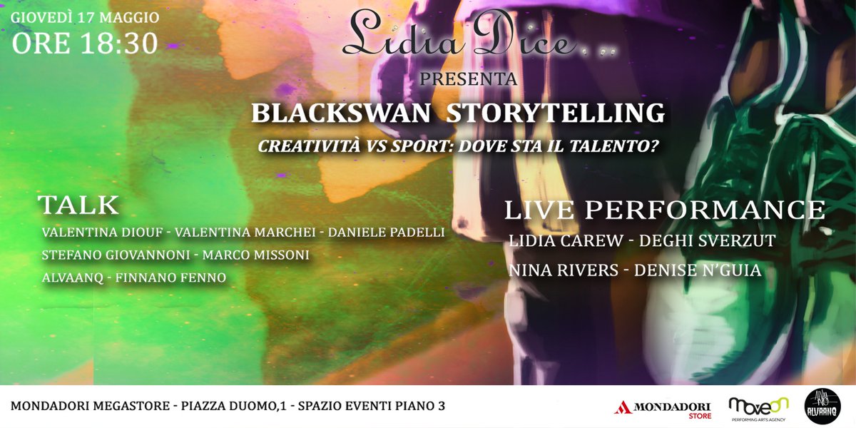 Giovedi 17/05 h.18.30 alla Mondadori in Piazza Duomo cercheremo di capire dove sta il talento: nella creatività o nello sport? con <a href="/valemarchei14/">VALENTINA MARCHEI</a> <a href="/diouf_valentina/">Valentina Diouf</a> <a href="/DanielePadelli/">Daniele Padelli</a> <a href="/FinnanoFenno/">Giardinae</a> #Alvaanq #MarcoMissoni #StefanoGiovannoni // ❤️#LidiaDice @LidiaCarew ❤️