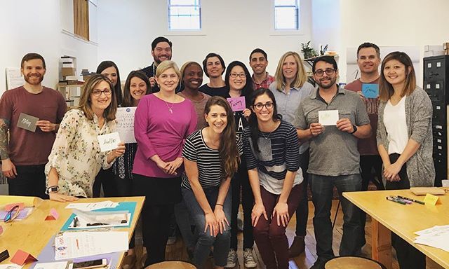 were_into_it's tweet photo. Weβre into #letteringworkshops. We loved meeting and lettering with the @vistaprint design team! What a fun group of creatives. Contact us for your own company event ππ #wereintoletteringworkshops #wereintoit https://t.co/jFSxE3KW9t https://t.co/3fCuev5lRk