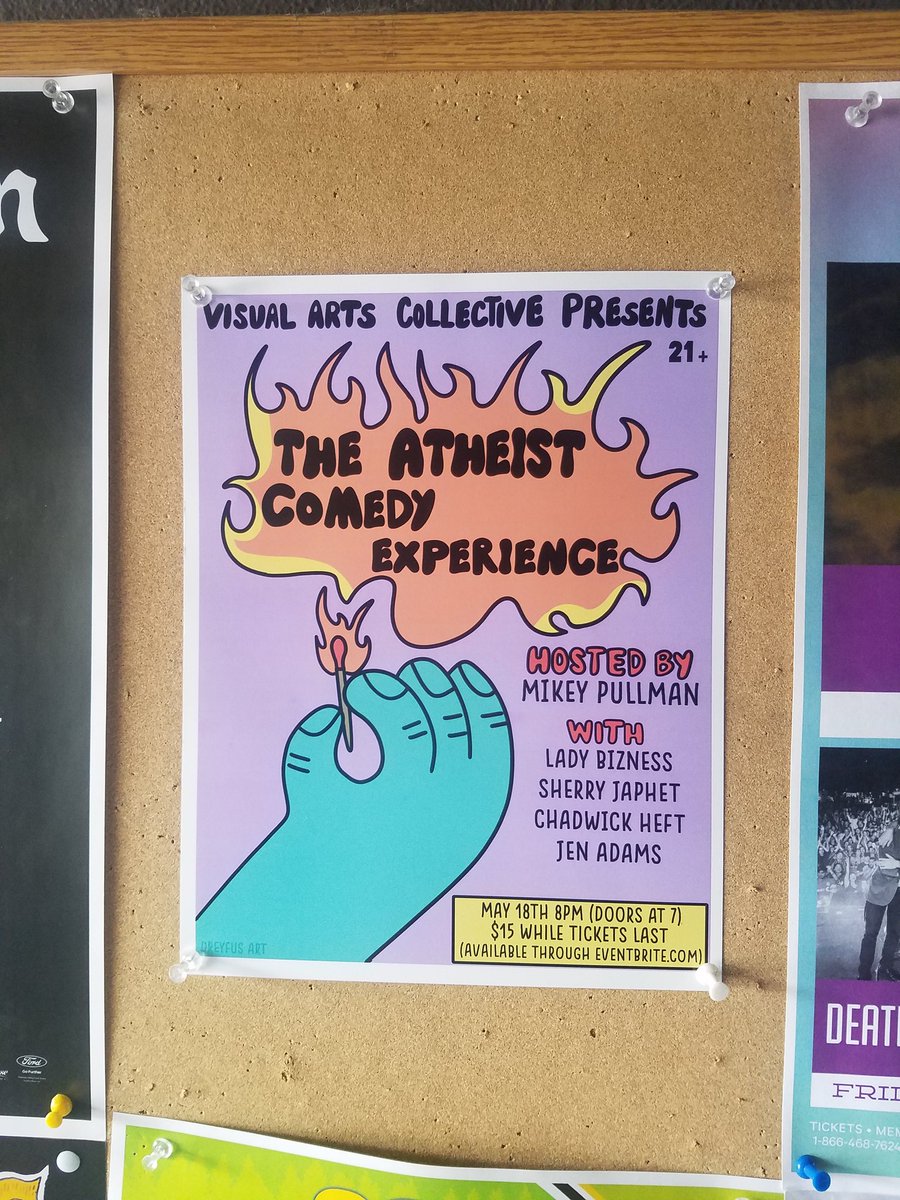 MaelForceOne's tweet photo. The Atheist Comedy Experience! This Friday at the @VACUBER. With @TheJenAdams, @RealLadyBizness, @ChadHeft, @SherryJaphet, and myself. Get your tickets today!
#atheist #idahoatheists #atheistcomedy #standup #boisecomedy https://t.co/vHgwBCju28