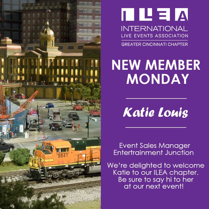 ILEACincy's tweet photo. We're thrilled to welcome Event Sales Manager, Katie from @EnterTRAINmentJ to our chapter. Happy #NewMemberMonday to her and all of our new recruits. #myILEA #ILEAhub #cincinnati #cincyevents https://t.co/GkQF0OUPtZ