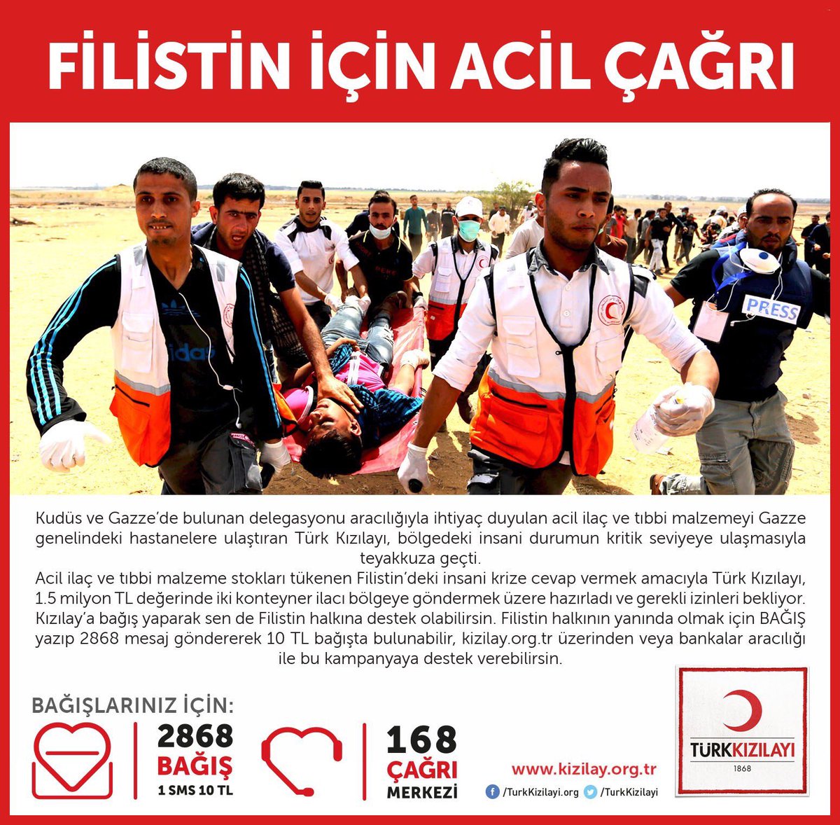 ertemsener's tweet photo. Türk Kızılayı Filistin halkının yanında!

BAĞIŞ yazıp 2868'e  göndereceğiniz SMS'lerle siz de katkıda bulunabilir, destek  olabilirsiniz. #Nakba70 #KudüsiçinSesVer https://t.co/oXHy2rbREh