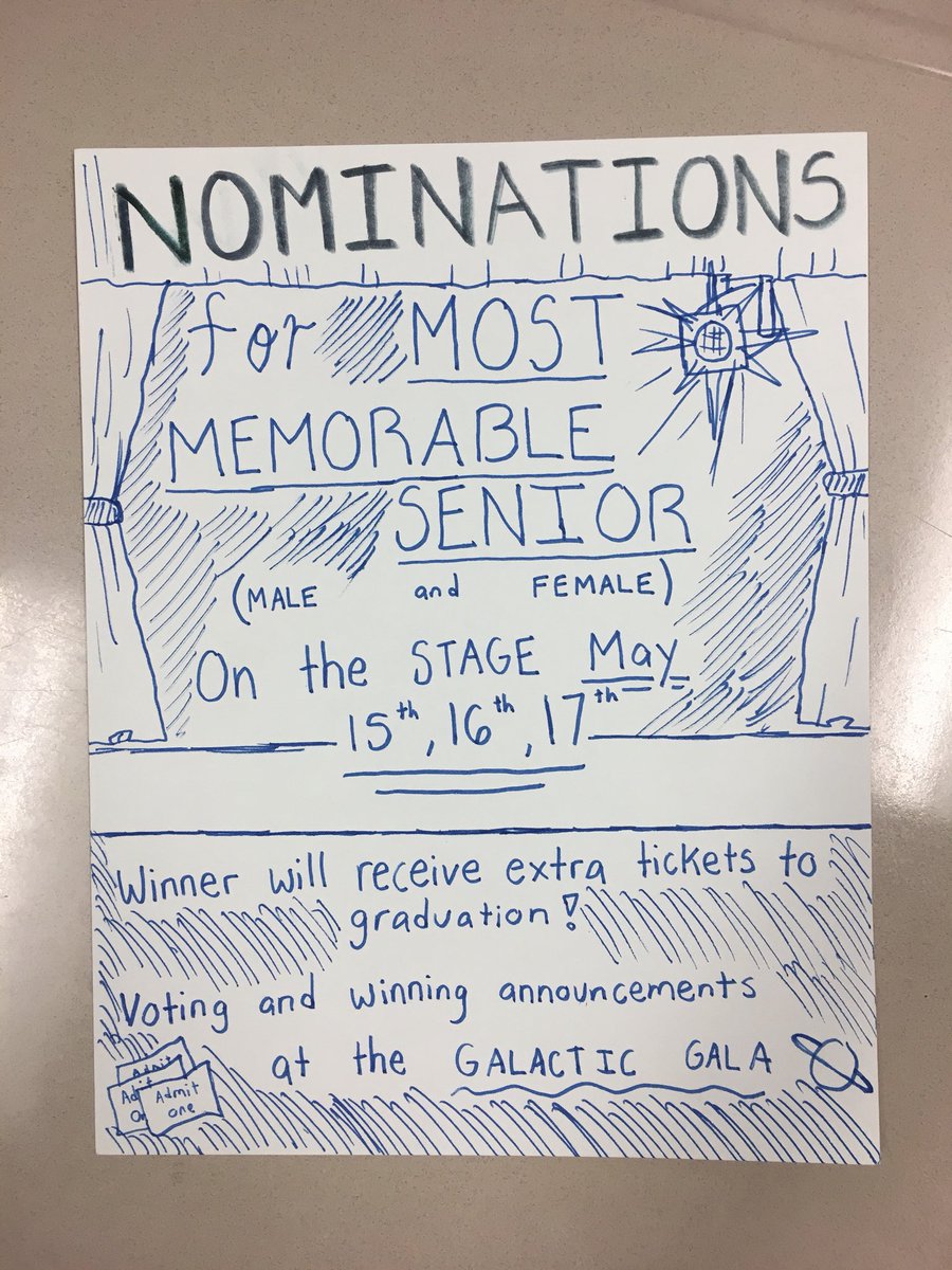 JFKGSM's tweet photo. Nominations for Most Memorable Senior (Male and female) on the stage at lunch starting tomorrow!! https://t.co/yTialpwnDK