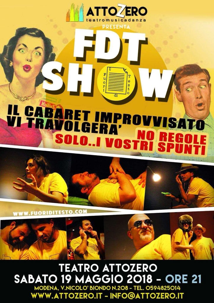 atto_zero's tweet image. #tris nel #weekend #Modena #attozero 
Venerdi 18 maggio
Sabato 19 Maggio 
Domenica 20 maggio #Teatro #improvvisazione #pirandello