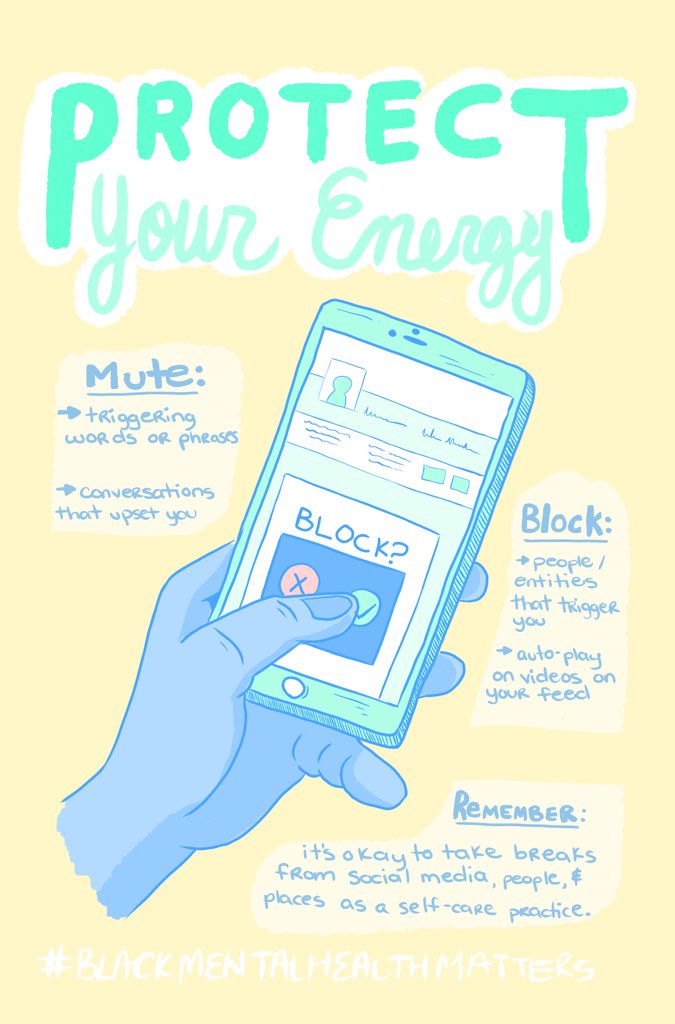 _SpaceBones's tweet image. We are bombarded with images of Black death &amp;amp; instances of violent, anti-Black racism on a nearly daily basis. In a culture where “wokeness” is determined by how much of it you interact with/speak about, remember its okay to also step away as self-care.

#BlackMentalHealthMatters