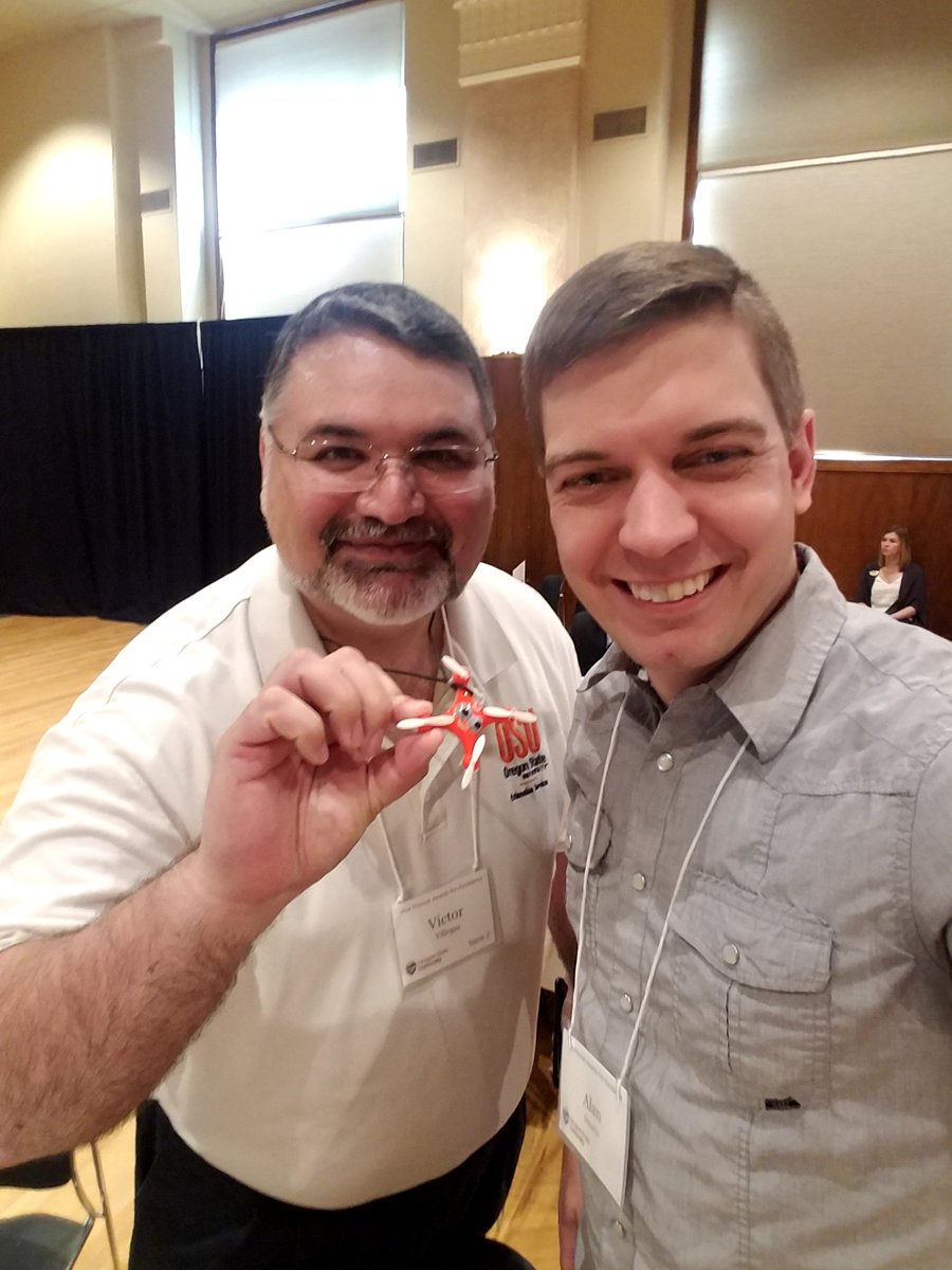 Alan__Dennis's tweet photo. Hanging out with @LittleDroneJuan and his handler @DroneSinger at the    2018 Vice Provost Awards for Excellence. https://t.co/QNWoCAGkEs