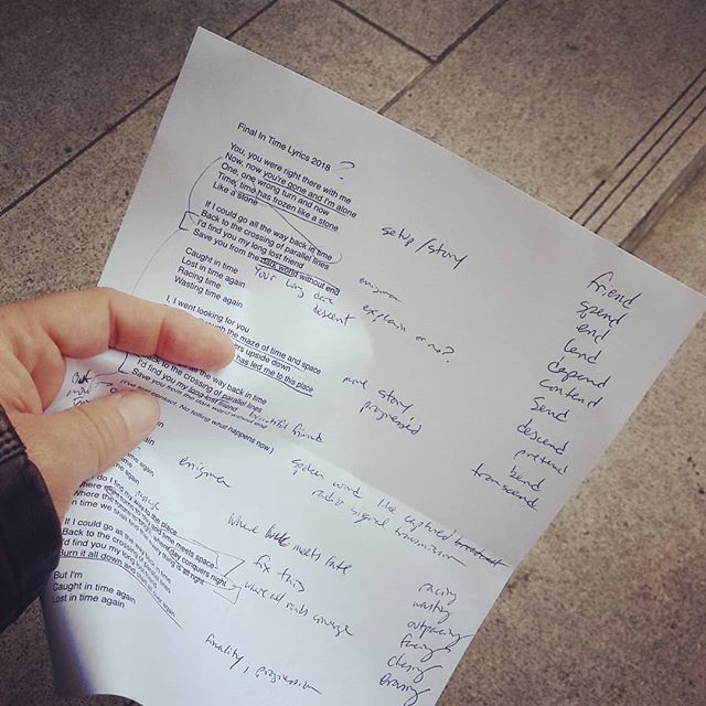 mojosarmy's tweet photo. Waiting for my van, revising lyrics. As you do. #songwriting #songwriter #TheAnswerIsNone https://t.co/0m1ugGFZLS https://t.co/OEGsKMoXhx