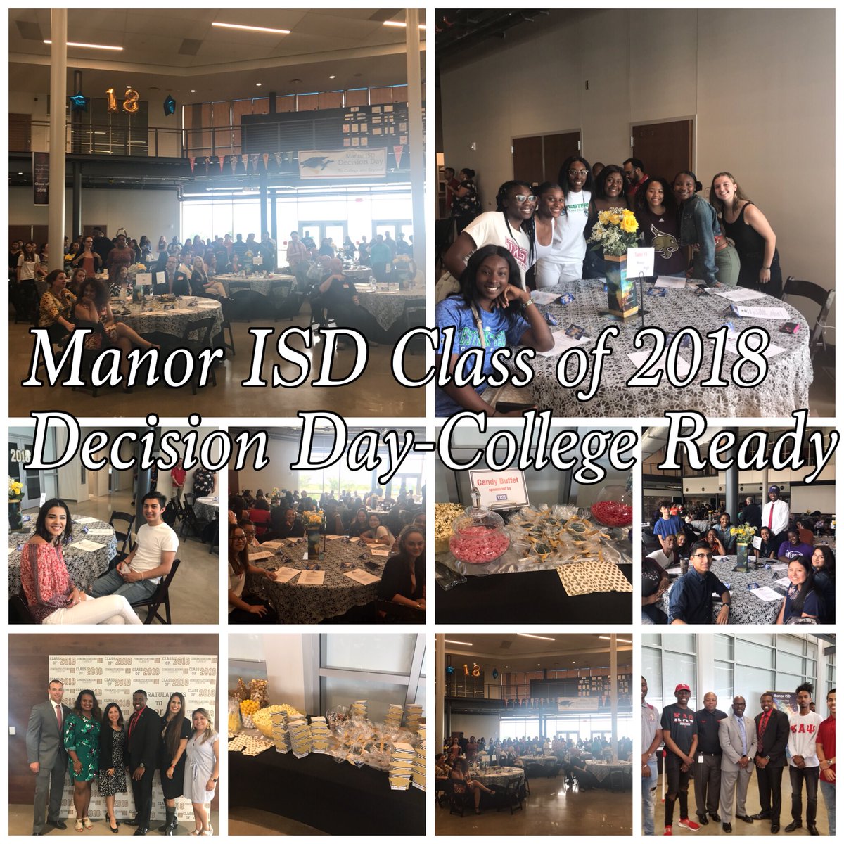 ManorHS's tweet photo. MISD Class of 2018 Decision Day was a huge success!!! Thank You Gear-Up, MEF, & Community Orgs. #MHS #MEA #MNTHS #ManorPride @ManorSeniorHS https://t.co/eKoCd2Qsjm