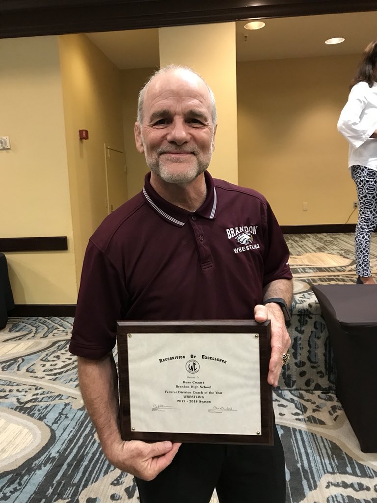 BrandonHSEagles's tweet photo. Congratulations Coach Cozart Western Conference Federal  Division Wrestling Coach of the Year! #EaglePride 🦅🦅 https://t.co/WT0ZllPjN0