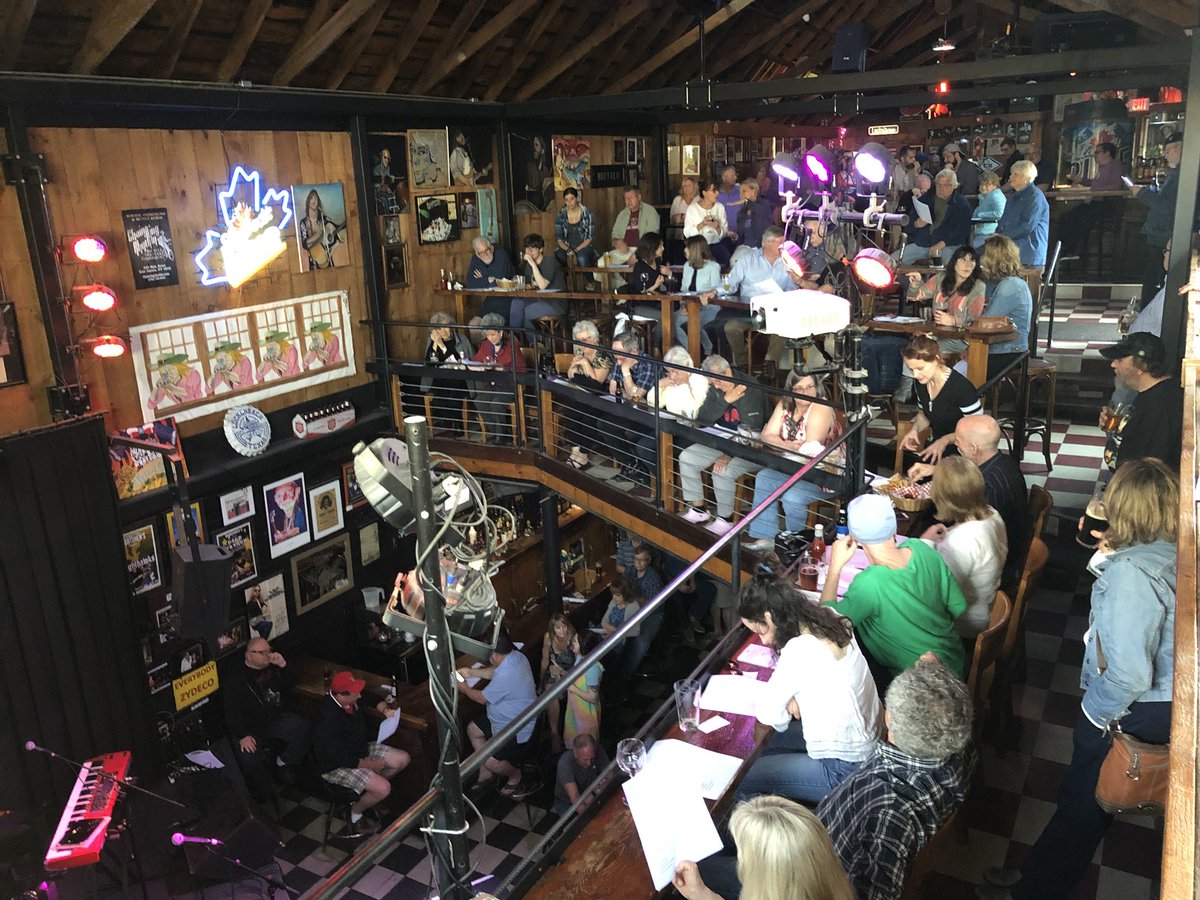 Packed house <a href="/SportsmensMusic/">Sportsmens Tavern</a> to hear <a href="/JeffMiers/">Jeff Miers</a>, <a href="/west97rock/">Anita West</a> and the music of George Harrison during kickoff of <a href="/TheBuffaloNews/">The Buffalo News</a> Gusto Vinyl Happy Hour.