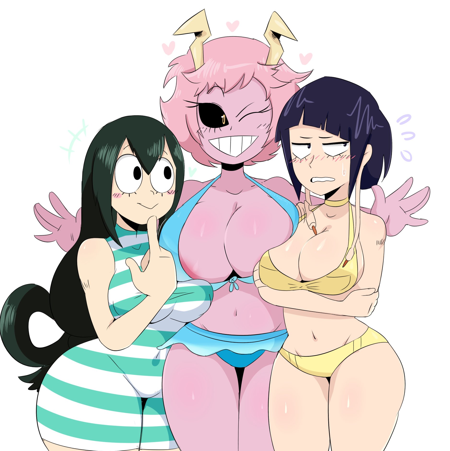 3 146. doodled Tsuyu, Mina and Jiro in some swimsuits! 