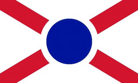 ShanghaiNationP's tweet photo. 上海国国旗（草案）
国旗名称：
Blue Sun White Shine
蓝日白光旗。
设计说明：
1，以上海工部局旗子为原图。
2，十二国国旗所在的内圆部分涂上蓝色。使用英、美、法国旗同蓝色。
3，外圆和内圆之���涂成白色。
设计含义：
1，脱华归欧。延续上海民族起源之上海工部局之欧美血统。
2，以红白蓝三色向英 https://t.co/YXtM7FH82B