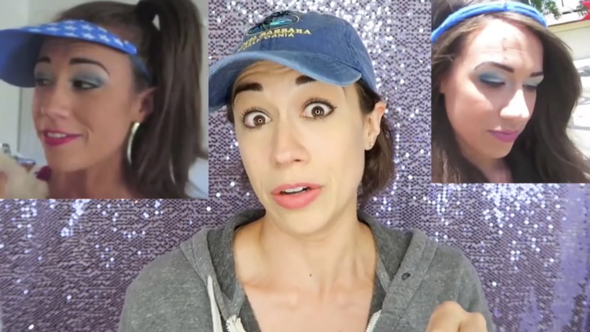 user52701's tweet photo. #ColleenNeedsAMakeover @ColleenB123 i wanna bring you back to your fetus self !! #trainhat #blueeyeshadow #dressandjeans LOVE YOU❤️❤️❤️❤️ (btw you don’t need s makeup you’re so fricking gorgeous) https://t.co/CdbcxGNKAu