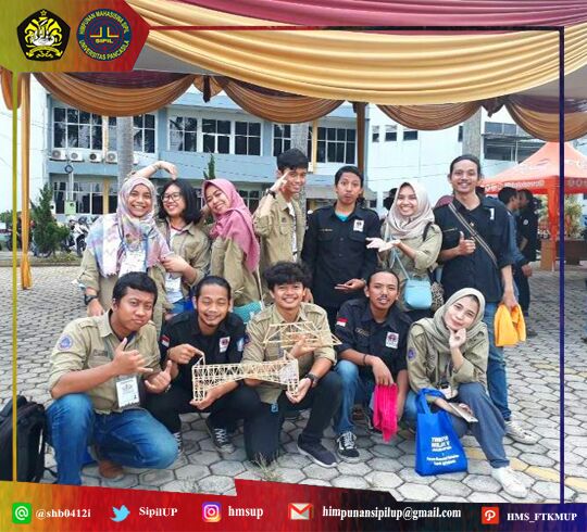 Selamat kepada tim lomba beton dari HMS FT-KMUP atas kemenangannya untuk juara 3 dan Harapan 2 lomba kuat beton nasional  di acara Carnaval 2018 Civil engineering Universitas Bandar Lampung.

#HMSUP
#MahasiswaAksiNyata

Bid IV. Humas &amp; Media kreatif HMS FT-KMUP