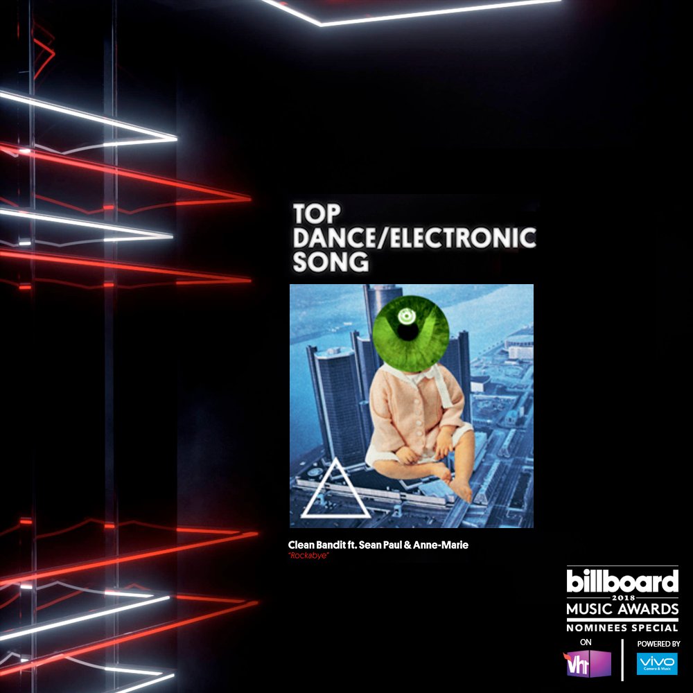 vh1india's tweet photo. With over 1.8 BILLION YouTube views, #Rockabye by @cleanbandit ft. @duttypaul &amp; @AnneMarie is nominated for Top Dance/Electronic Song at the #BBMAs! Is it on your playlist? Catch it along with the other nominees at 7.30 PM tonight! 
#BBMAsOnVh1 @BBMAs #NomineesSpecial @Vivo_India https://t.co/oZZF5wKxhr