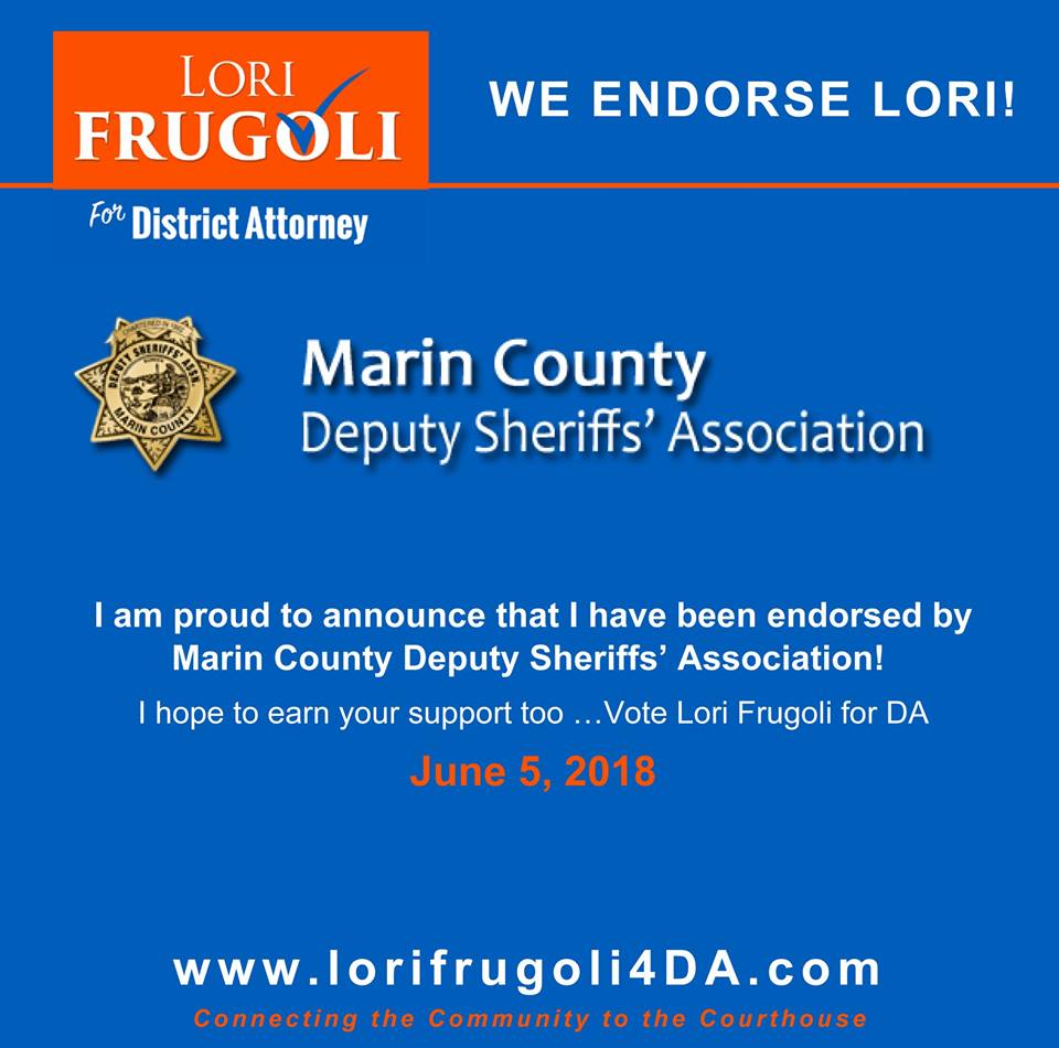MarinCountyDA's tweet photo. i am honored to announce that I have been endorsed by the Marin County Sheriff's Department Association  as well as the Independent Journal.    Please stay safe and remember our Law Enforcement Family, particularly during National Police Week. https://t.co/x0xr9hbvuT