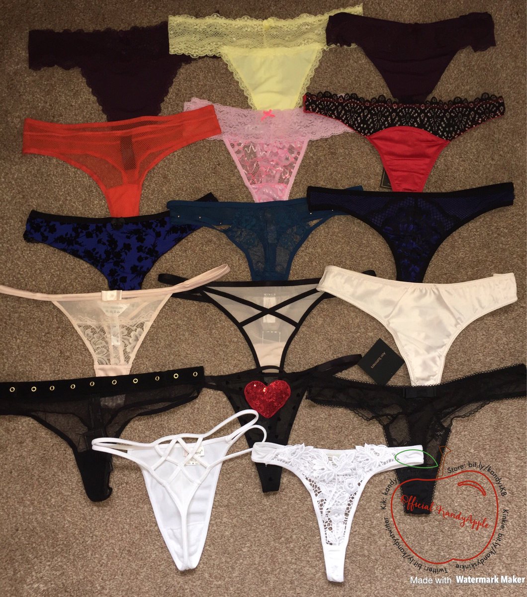 KandyApple_69's tweet photo. All available #panties &amp; #thongs any order comes with a FREE #pussypop or #asspop while stock lasts 😘 

#usedpanties #usedpantiesforsale #wornpanties #dirtypanties #pantyfetish #pantysniffer https://t.co/H83mtaEsjZ