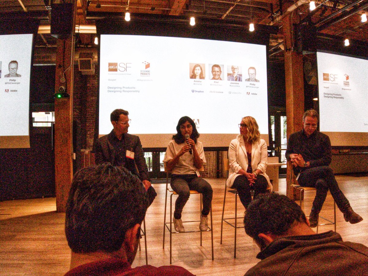 AIGASF's tweet image. “One of the designers biggest challenges is not only how to be drivers of empathy for the people, but also within the company.” - @jazzy33ca @dsgnproducts products tonight @Adobe #designresponsibly 📸 @mastadre