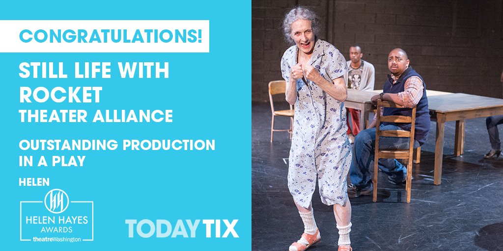 theatreWash's tweet photo. Outstanding Production in a Play, Helen: “Still Life with Rocket” at @thtralliancedc! #HelenHayesAwards #HHA18 https://t.co/8Jf7j9vO7C