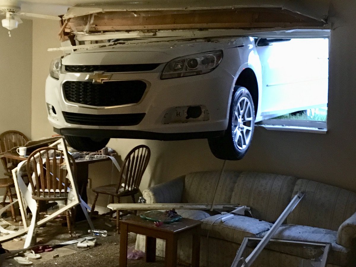FOX59's tweet photo. #Indianapolis woman crashes brand new car into her own apartment https://t.co/hbu0rzt8L6 https://t.co/95fTKxvSGG