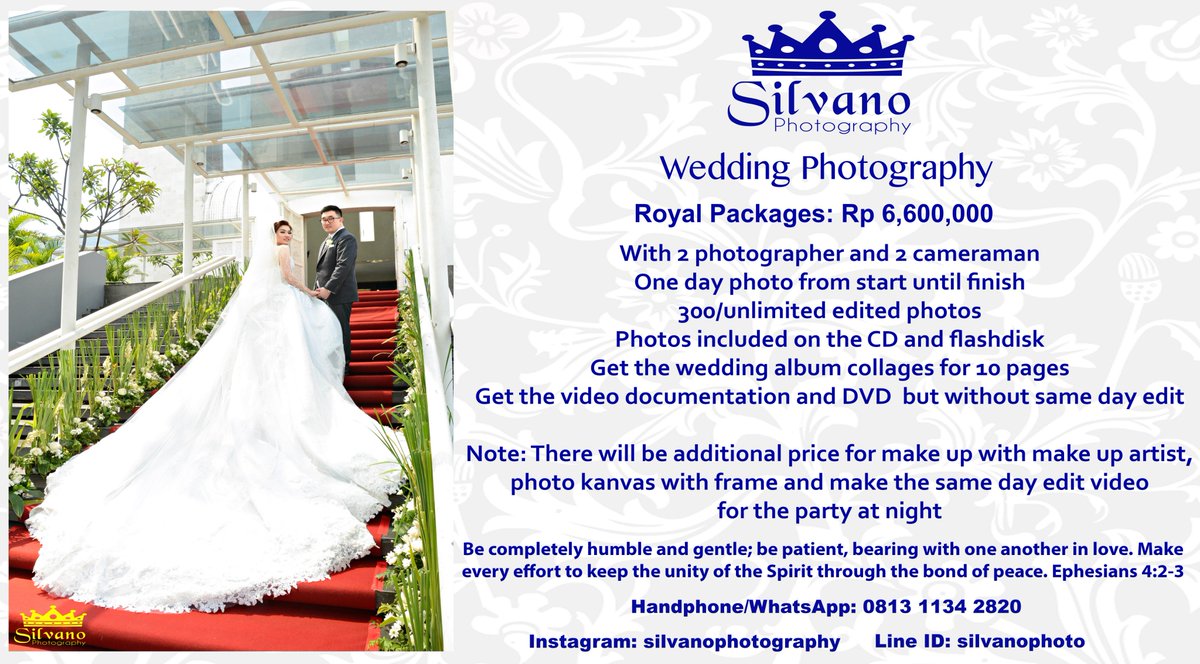 Rikiputra's tweet photo. Capture Your Wedding Day with Silvano Potography 

Contact Us: (Fast Respon) 
My official cellphone number of Silvano Photography, SMS and WhatsApp: 0813 1134 2820 
Line ID: silvanophoto 
Instagram: silvanophotography
Email: silvanophotography1988@gmail.com

#fotowedding https://t.co/liMoYQjePm