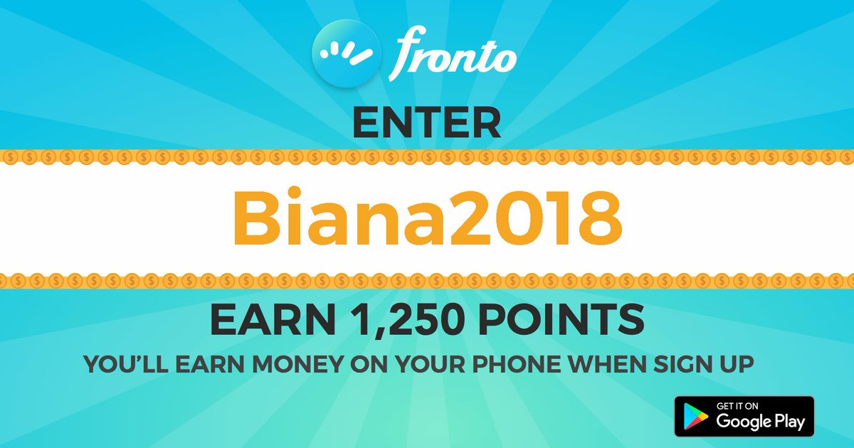 Join Fronto to earn money on your phone. Enter 'Biana2018' to start with bonus 1,250 Points. play.google.com/store/apps/det… #rewardapp #makemoney
