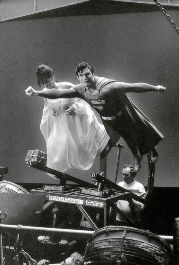 Christopher Reeve and Margot Kidder on the set of 'Superman' (1978)