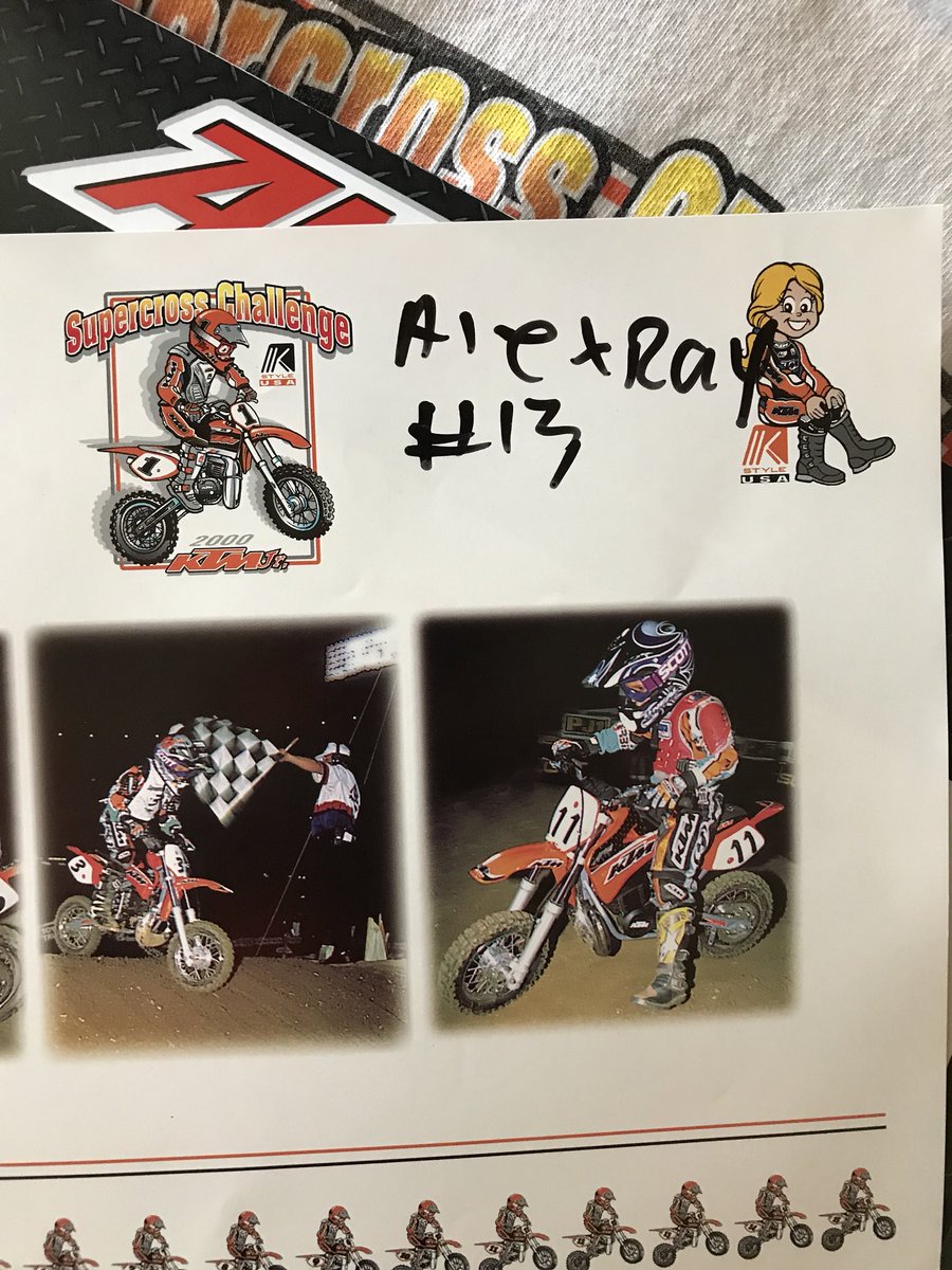 pulpmx's tweet photo. Priceless RT @austinwells93: @pulpmx @PulpmxShow what’s A Ray’s autographed KTM Challenge poster frm 2000 worth 2 ya?https://t.co/NnBlmIm7cy
