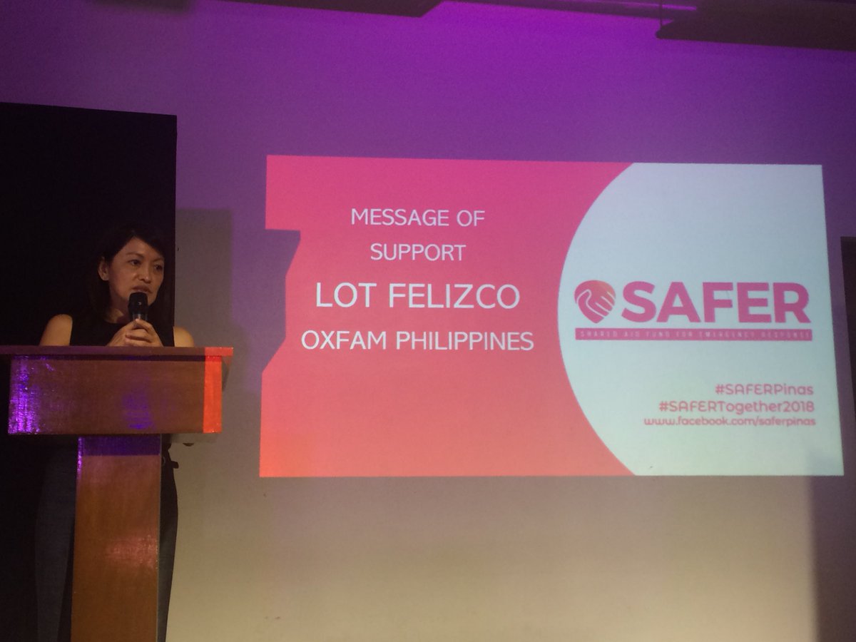 quigonjing's tweet photo. “Being collaborative, inclusive and accountable, SAFER could contribute to the transformation of humanitarian financing...” -Lot Felizco #SAFERPinas #SAFERTogether2018 https://t.co/oCLg0ce34j