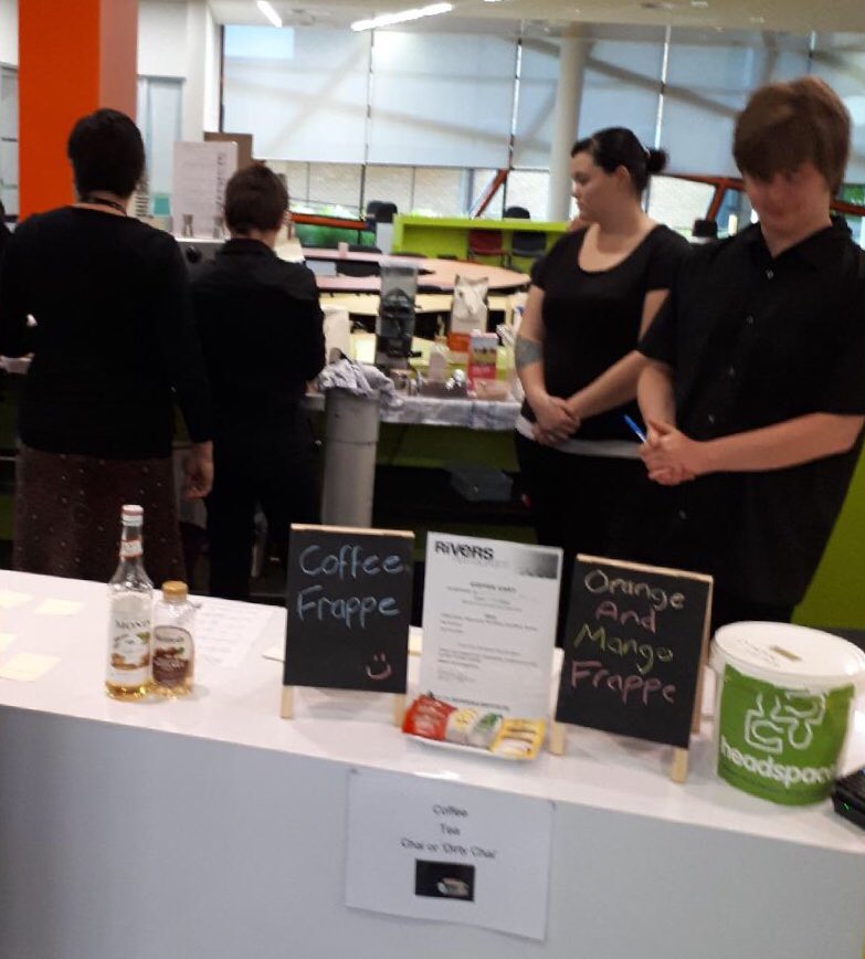 RI_LeL's tweet photo. Coffee aroma wafted through the Library at Albury Campus this morning. Students were raising money for Headspace running a Coffee Cart. Awesome effort #rilibraries #tafensw https://t.co/0sPP4Hj5oY